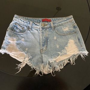 High waisted denim shorts